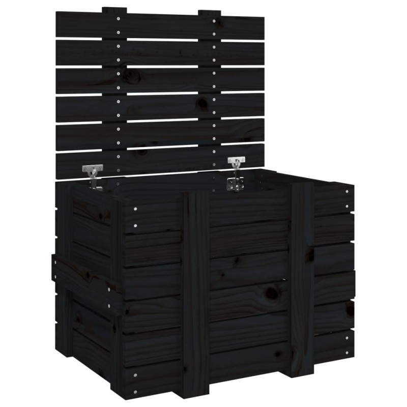 vidaXL Κουτί Αποθήκευσης Μαύρα 58x40,5x42 εκ. Μασίφ Ξύλο Πεύκου