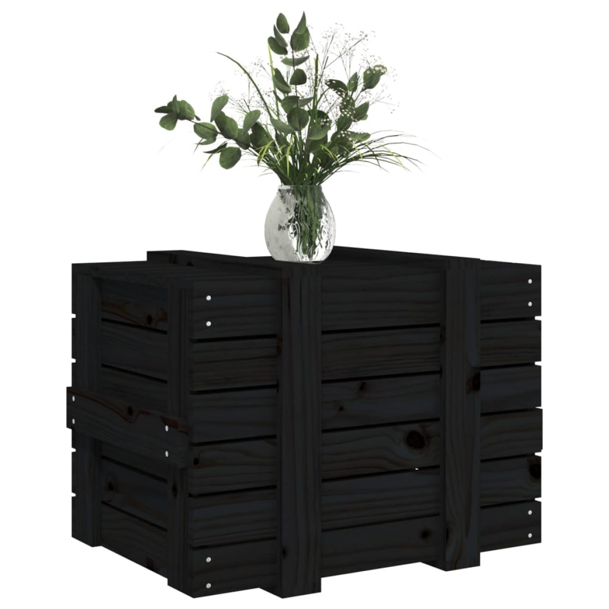 vidaXL Κουτί Αποθήκευσης Μαύρα 58x40,5x42 εκ. Μασίφ Ξύλο Πεύκου