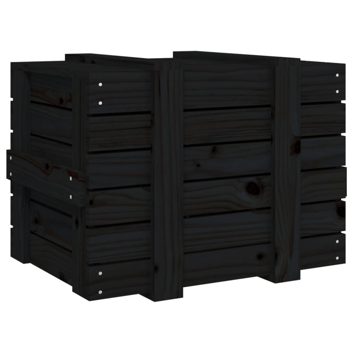 vidaXL Κουτί Αποθήκευσης Μαύρα 58x40,5x42 εκ. Μασίφ Ξύλο Πεύκου
