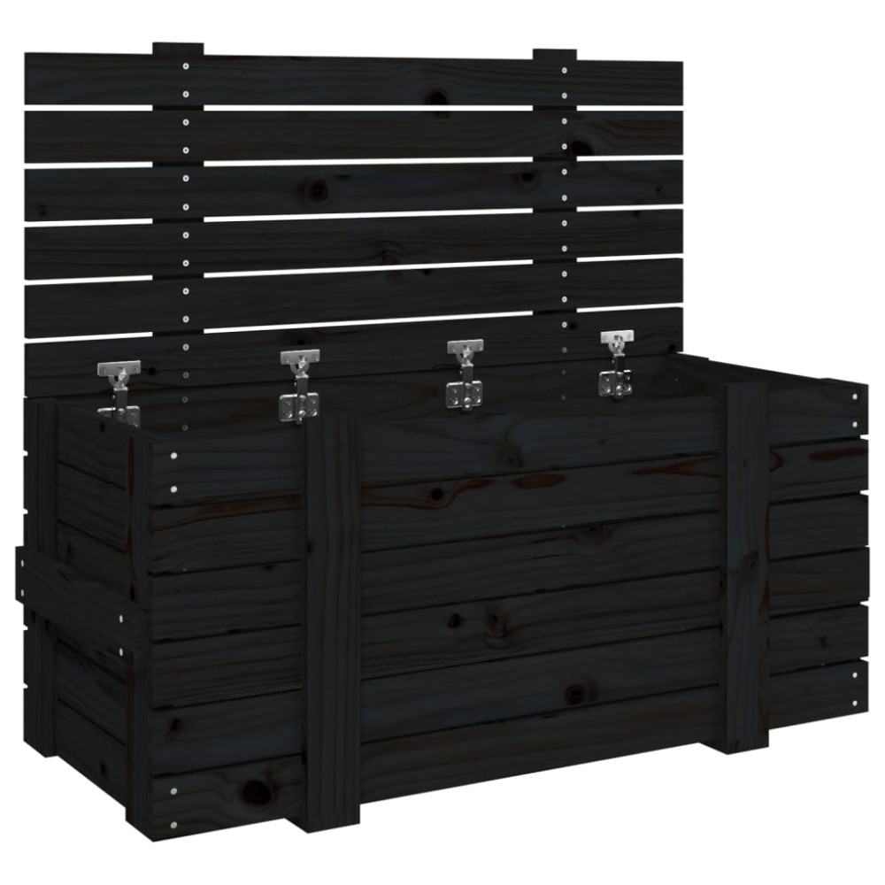 vidaXL Κουτί Αποθήκευσης Μαύρα 91x40,5x42 εκ. Μασίφ Ξύλο Πεύκου