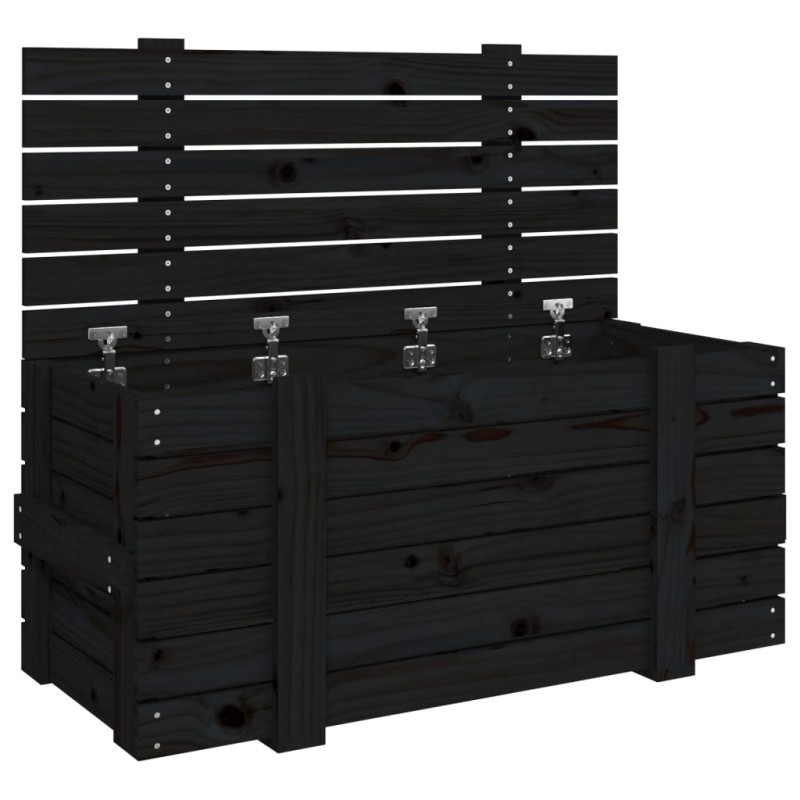 vidaXL Κουτί Αποθήκευσης Μαύρα 91x40,5x42 εκ. Μασίφ Ξύλο Πεύκου