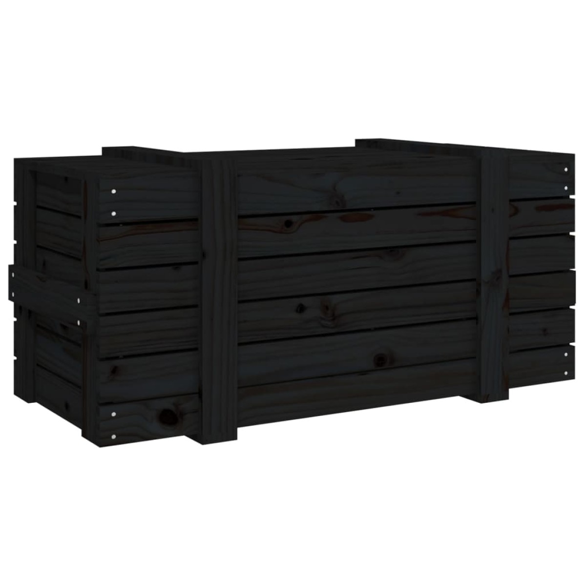 vidaXL Κουτί Αποθήκευσης Μαύρα 91x40,5x42 εκ. Μασίφ Ξύλο Πεύκου