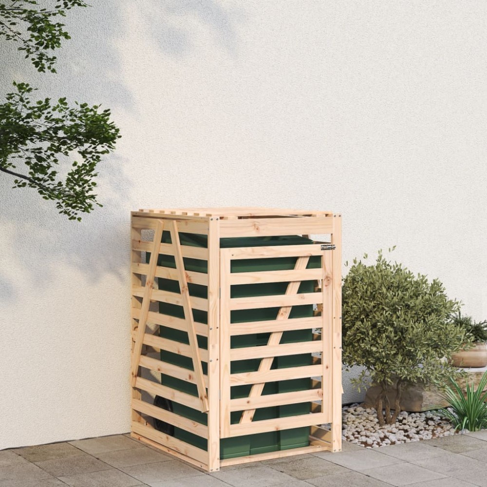 vidaXL Αποθήκευση Τροχήλατου Κάδου 84x90x128,5εκ από Μασίφ Ξύλο Πεύκου