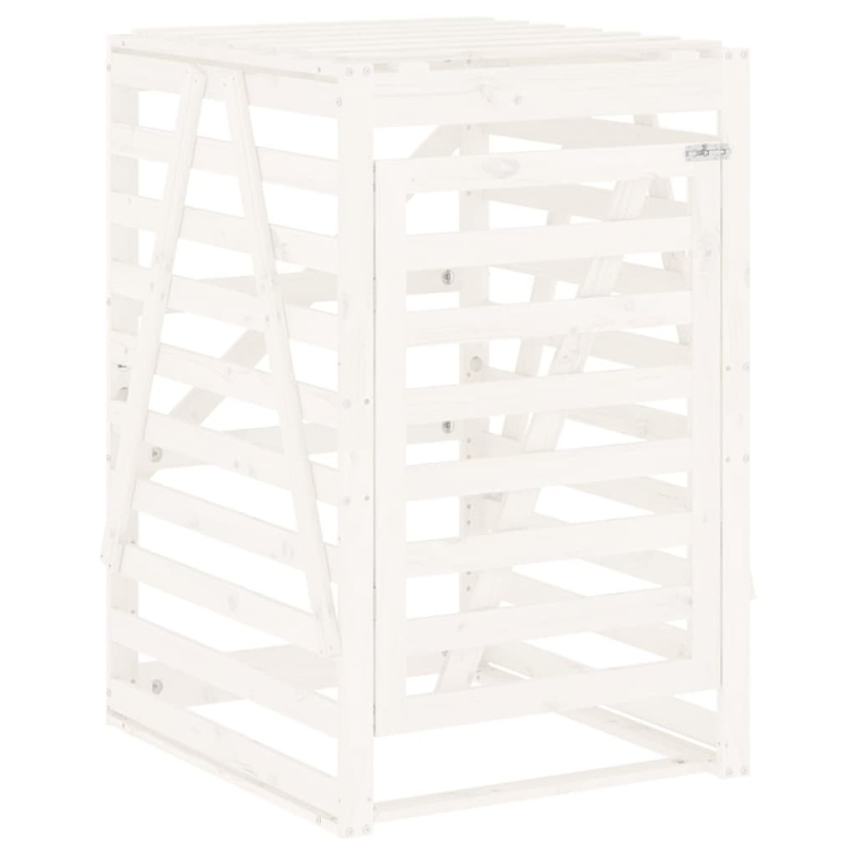 vidaXL Αποθ. Τροχήλατου Κάδου Λευκή 84x90x128,5 εκ. Μασίφ Ξύλο Πεύκου