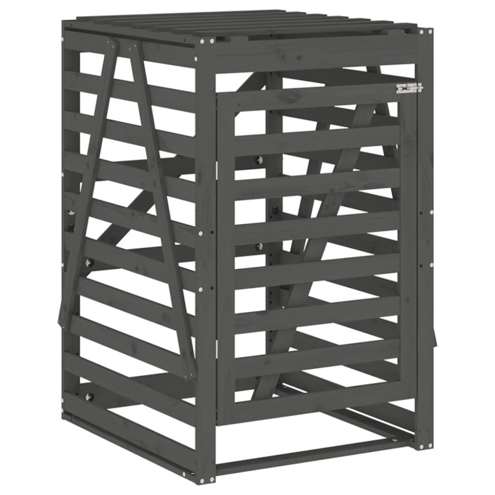 vidaXL Αποθ. Τροχήλατου Κάδου Γκρι 84x90x128,5 εκ. Μασίφ Ξύλο Πεύκου