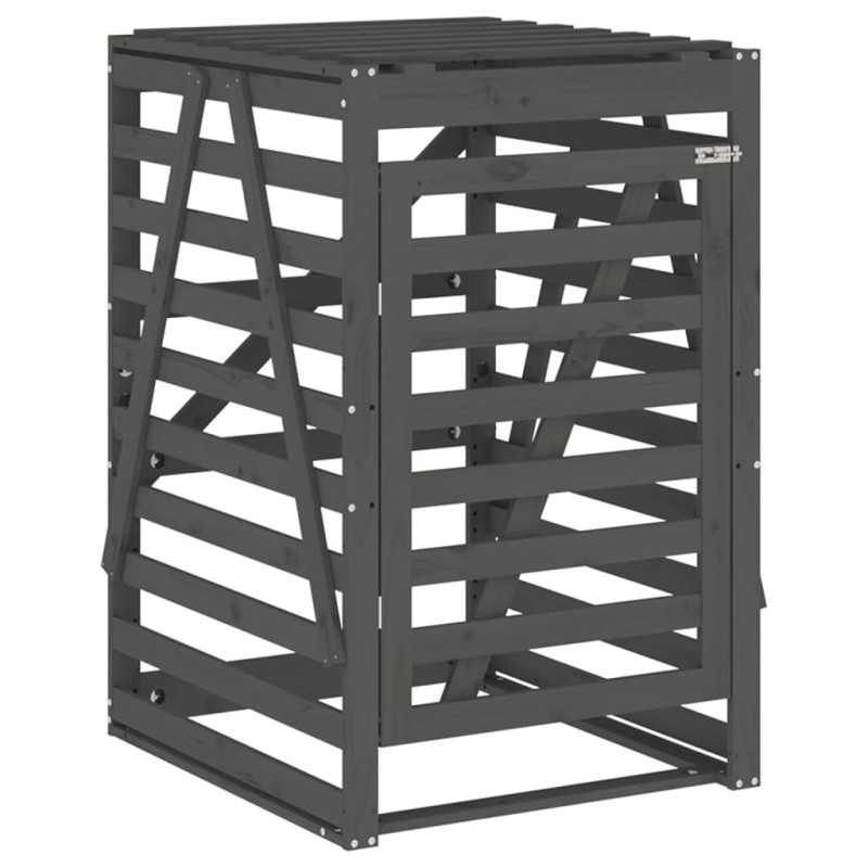vidaXL Αποθ. Τροχήλατου Κάδου Γκρι 84x90x128,5 εκ. Μασίφ Ξύλο Πεύκου