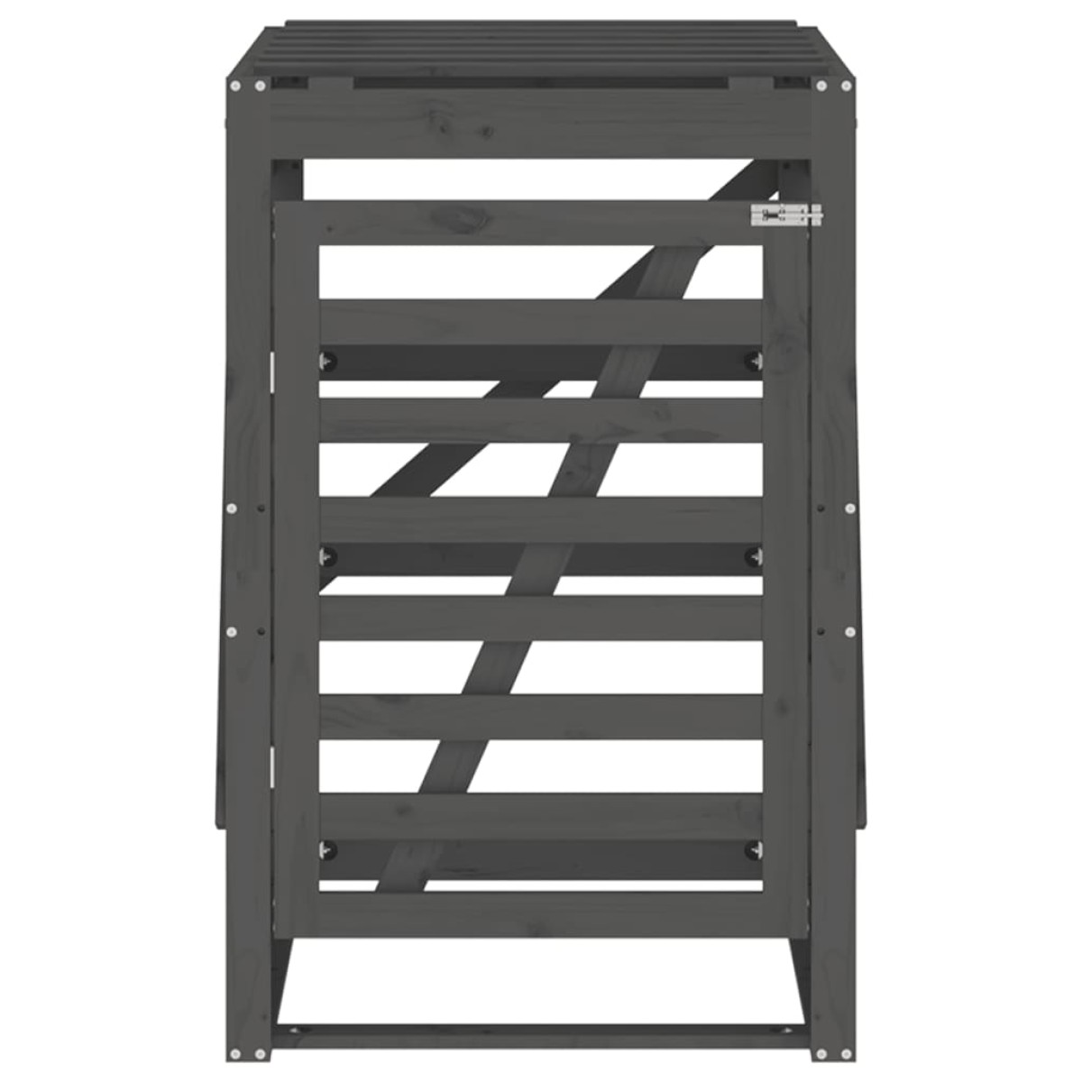 vidaXL Αποθ. Τροχήλατου Κάδου Γκρι 84x90x128,5 εκ. Μασίφ Ξύλο Πεύκου