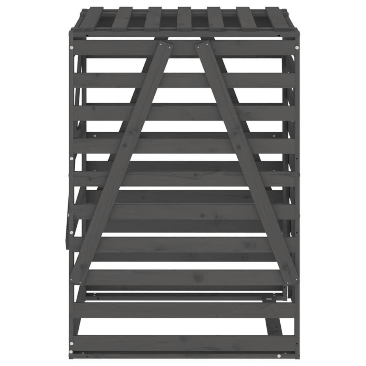 vidaXL Αποθ. Τροχήλατου Κάδου Γκρι 84x90x128,5 εκ. Μασίφ Ξύλο Πεύκου