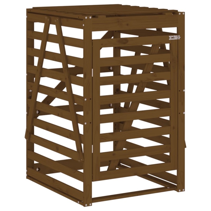 vidaXL Αποθ. Τροχήλατου Κάδου Μελί 84x90x128,5 εκ. Μασίφ Ξύλο Πεύκου