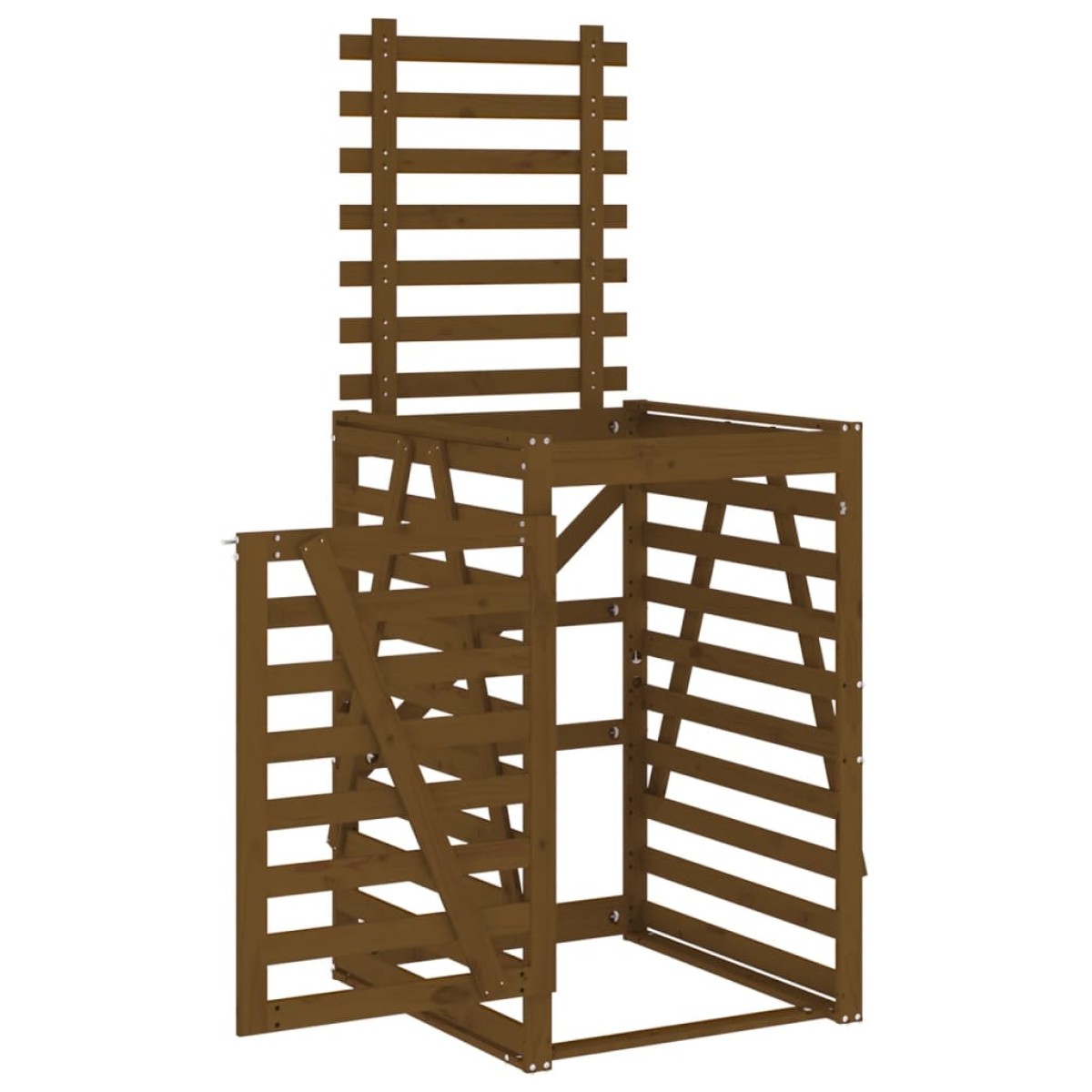 vidaXL Αποθ. Τροχήλατου Κάδου Μελί 84x90x128,5 εκ. Μασίφ Ξύλο Πεύκου