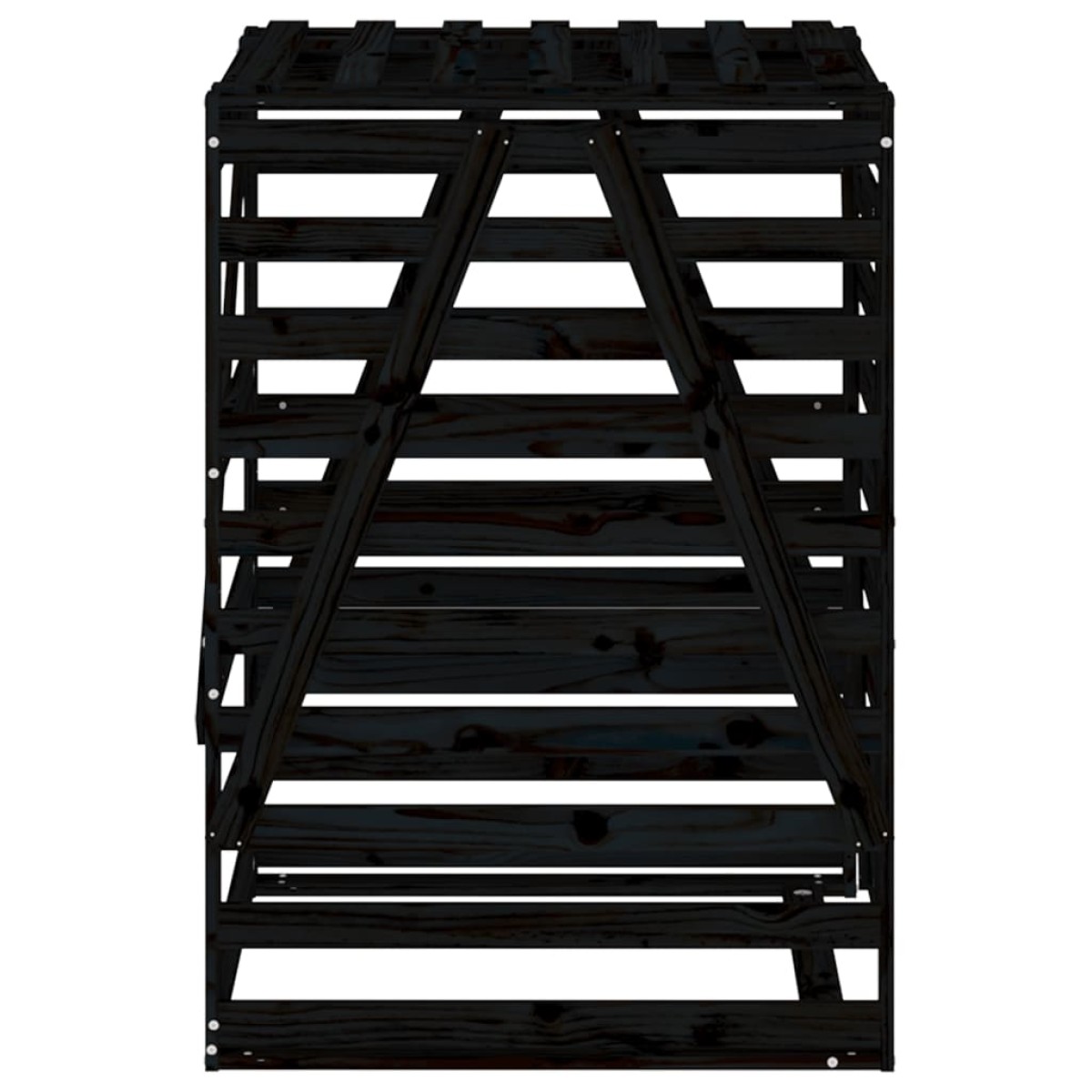 vidaXL Αποθ. Τροχήλατου Κάδου Μαύρη 84x90x128,5 εκ. Μασίφ Ξύλο Πεύκου