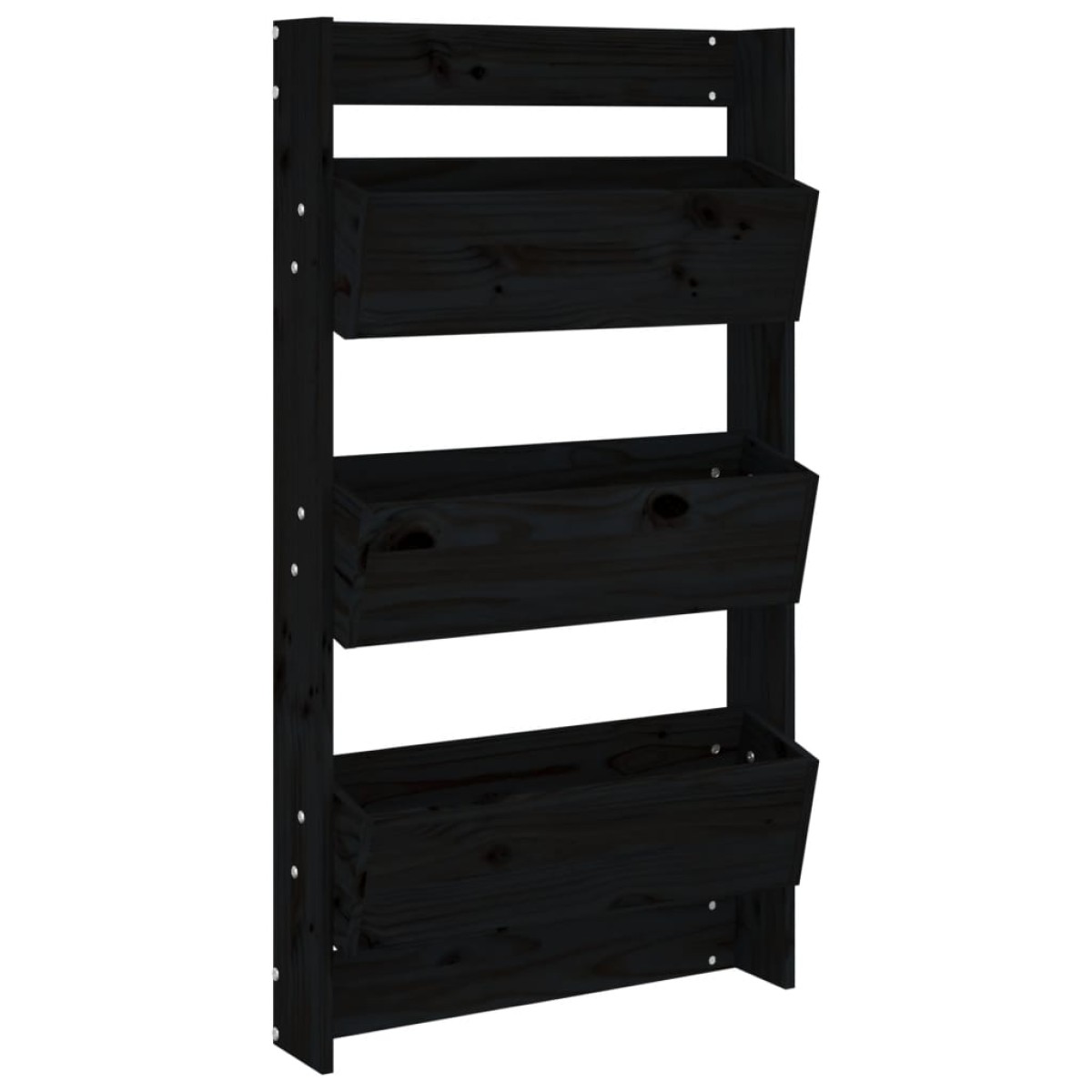 vidaXL Ζαρντινιέρα Τοίχου 3 Επιπέδων Μαύρη 60x18,5x110 εκ. Μασίφ Πεύκο