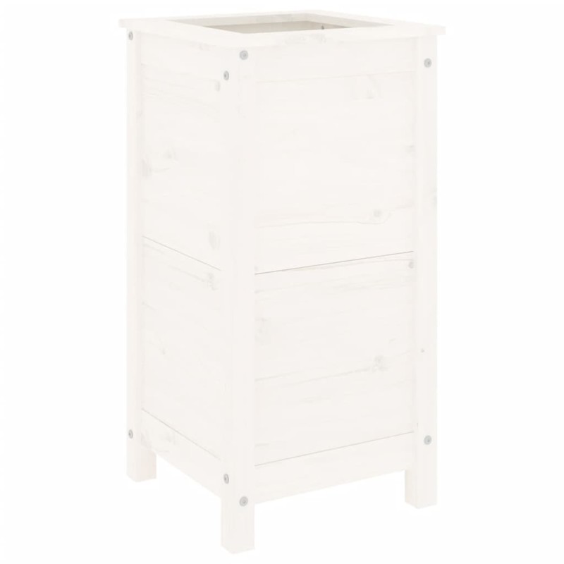 vidaXL Ζαρντινιέρα Λευκή 40 x 40 x 78 εκ. από Μασίφ Ξύλο Πεύκου