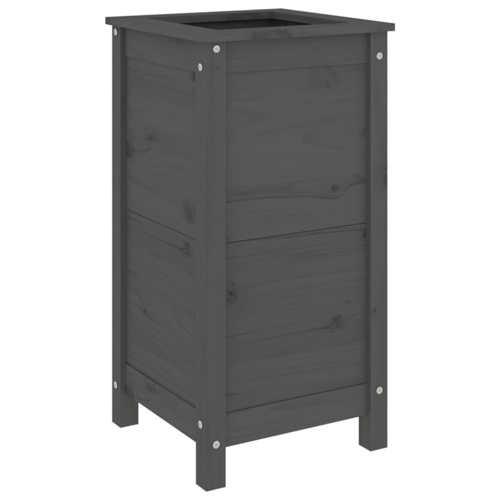 vidaXL Ζαρντινιέρα Γκρι 40 x 40 x 78 εκ. από Μασίφ Ξύλο Πεύκου