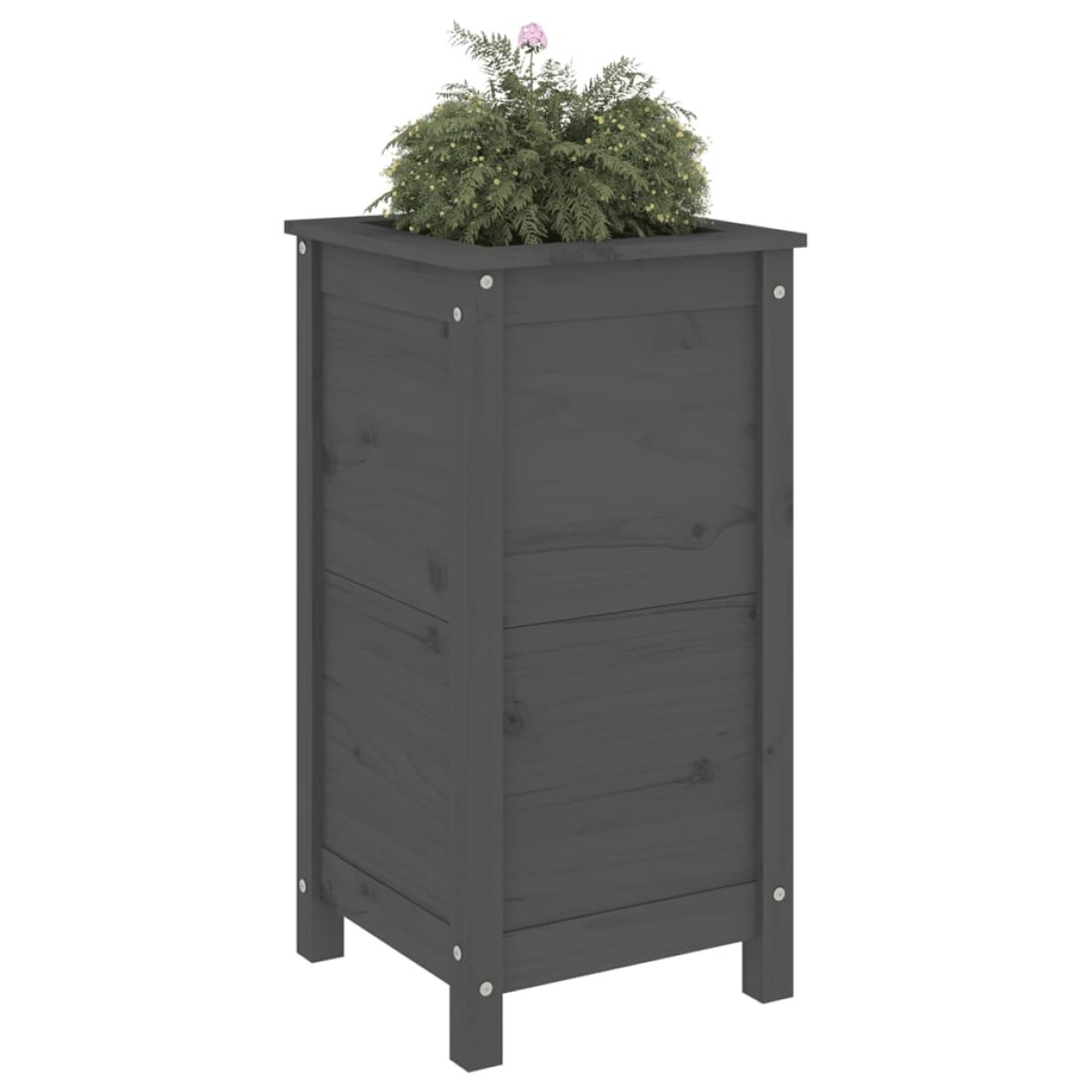 vidaXL Ζαρντινιέρα Γκρι 40 x 40 x 78 εκ. από Μασίφ Ξύλο Πεύκου