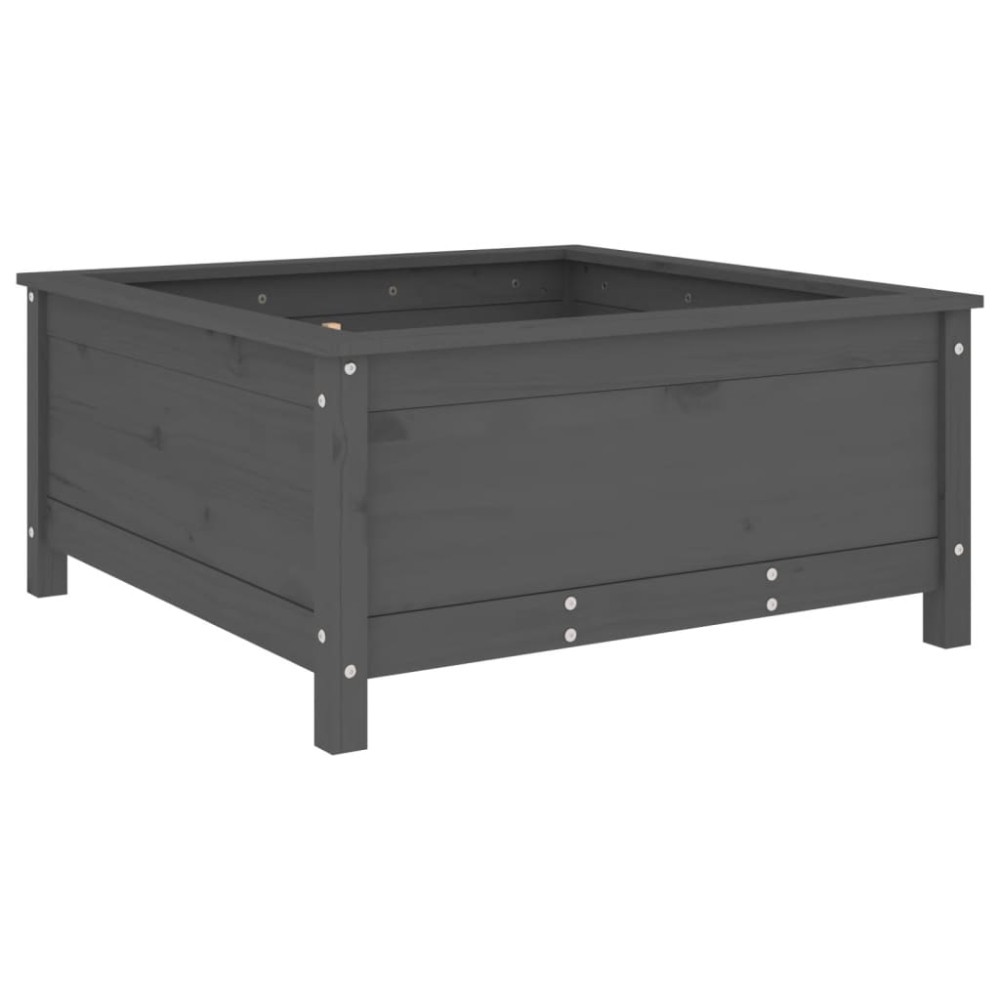 vidaXL Ζαρντινιέρα Γκρι 82,5 x 82,5 x 39 εκ. από Μασίφ Ξύλο Πεύκου