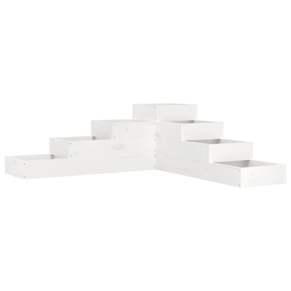 vidaXL Ζαρντινιέρα 4 Επιπέδων Λευκή 106x104,5x36 εκ. Μασίφ Ξύλο Πεύκου