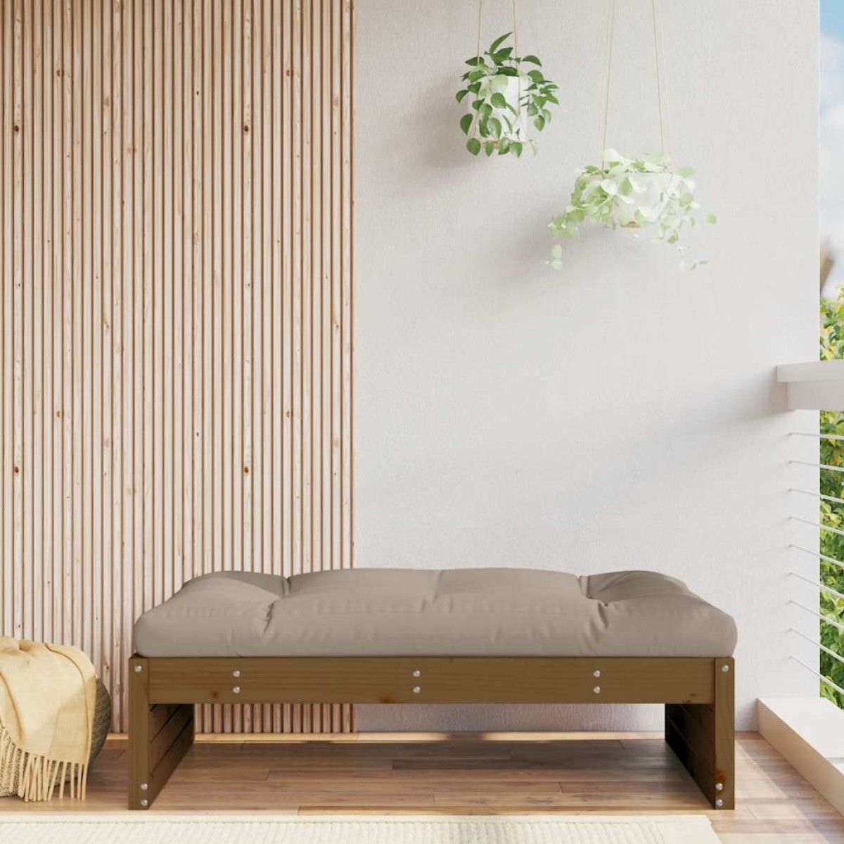 vidaXL Υποπόδιο Κήπου Μελί 120 x 80 εκ. από Μασίφ Ξύλο Πεύκου