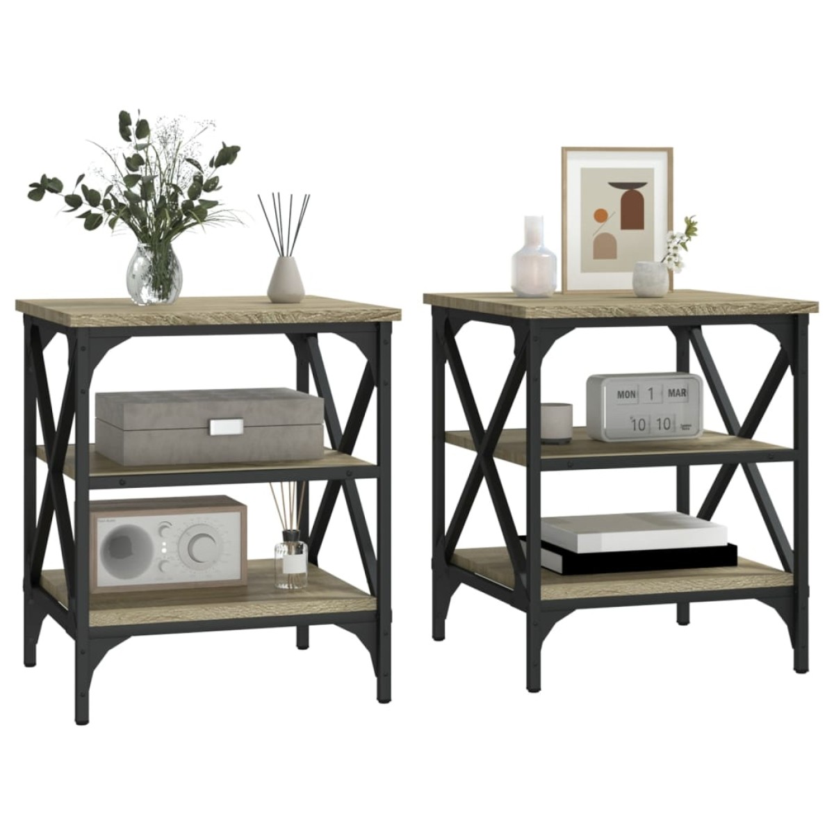 vidaXL Βοηθητικά Τραπέζια 2 τεμ. Sonoma Δρυς 40x42x50 εκ. Επεξ. Ξύλο