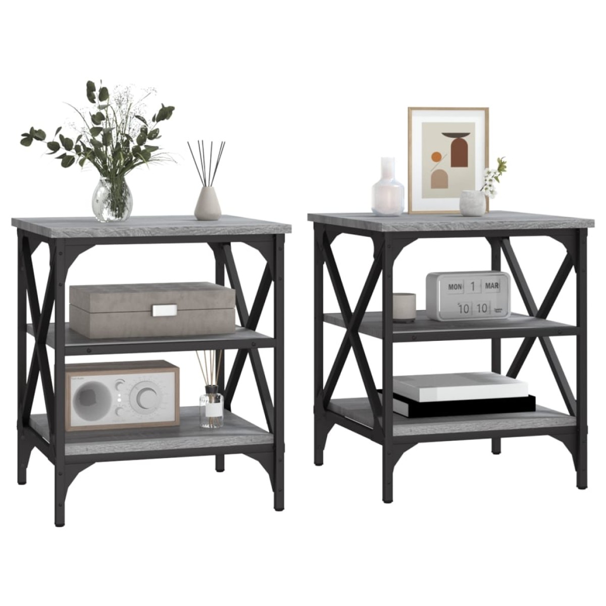 vidaXL Βοηθητικά Τραπέζια 2 τεμ. Γκρι Sonoma 40x42x50 εκ. Επεξ. Ξύλο