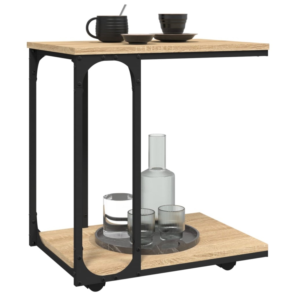 vidaXL Βοηθητικό Τραπέζι με Ρόδες Sonoma Δρυς 50x35x55,5εκ. Επεξ. Ξύλο