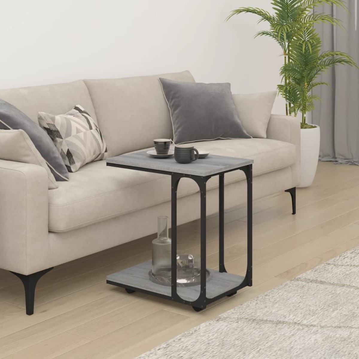 vidaXL Βοηθητικό Τραπέζι με Ρόδες Γκρι Sonoma 50x35x55,5 εκ Επεξ. Ξύλο