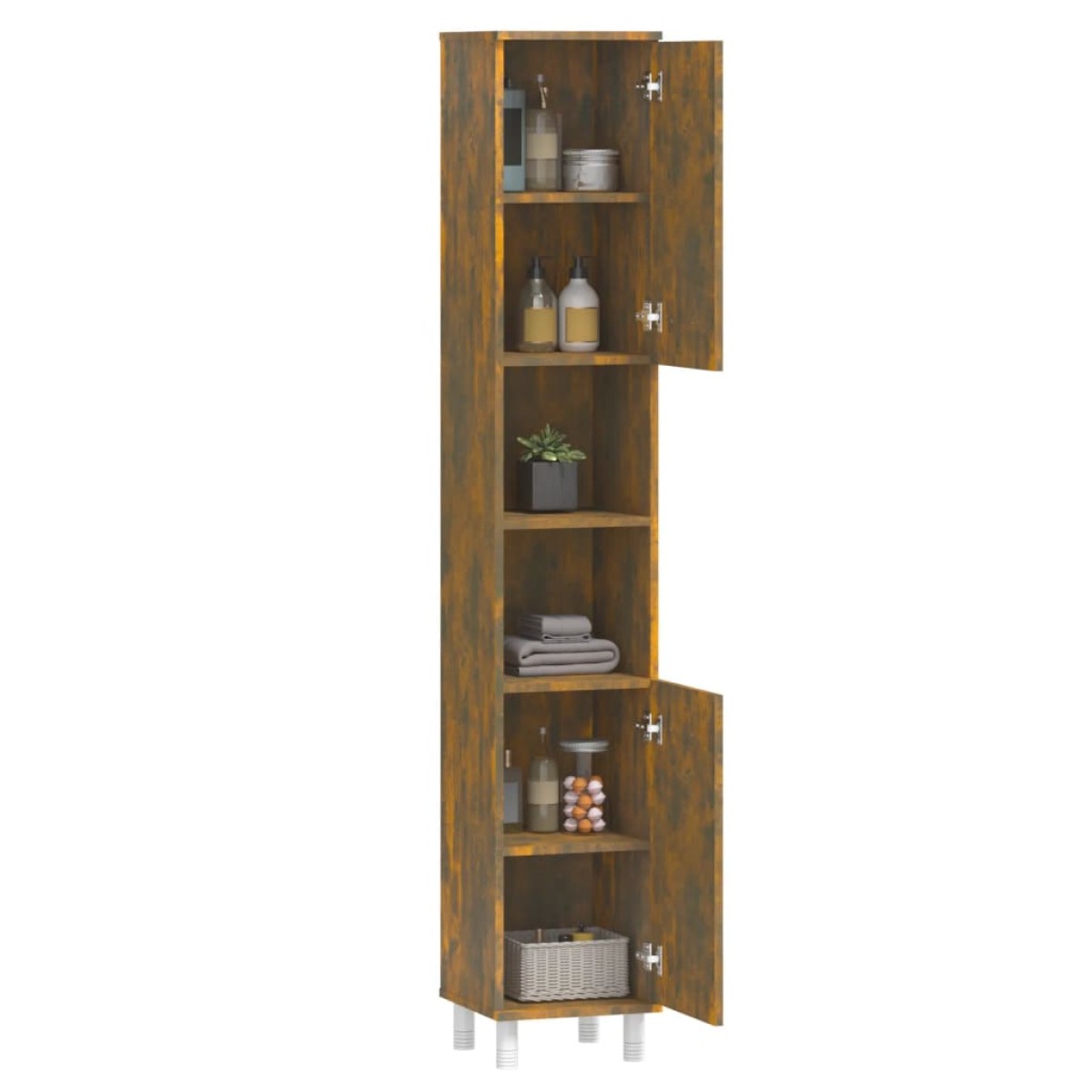 vidaXL Ντουλάπι Μπάνιου Καπνιστή Δρυς 30x30x179 εκ. Επεξεργασμένο Ξύλο