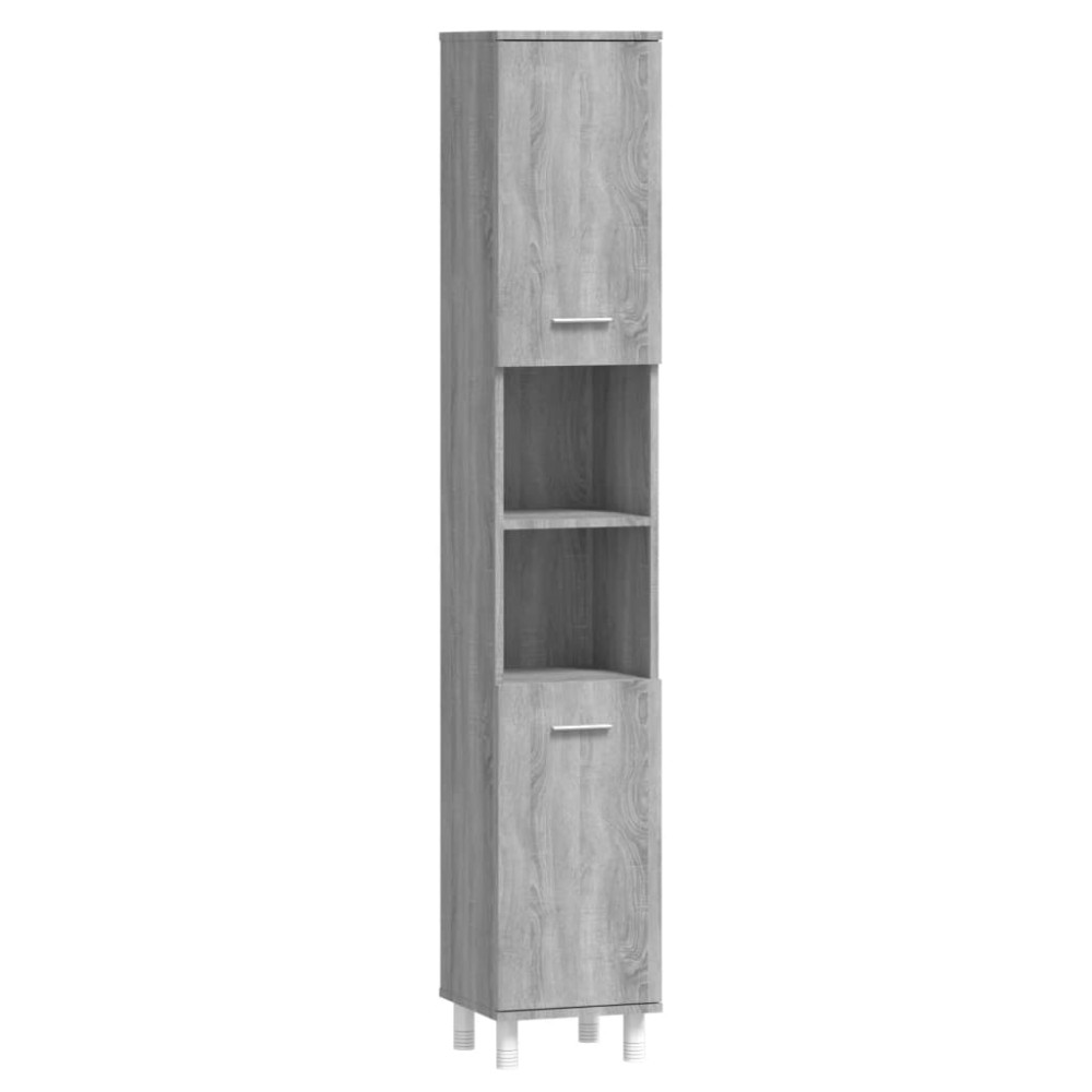 vidaXL Ντουλάπι Μπάνιου Γκρι Sonoma 30x30x179 εκ. Επεξεργασμένο Ξύλο