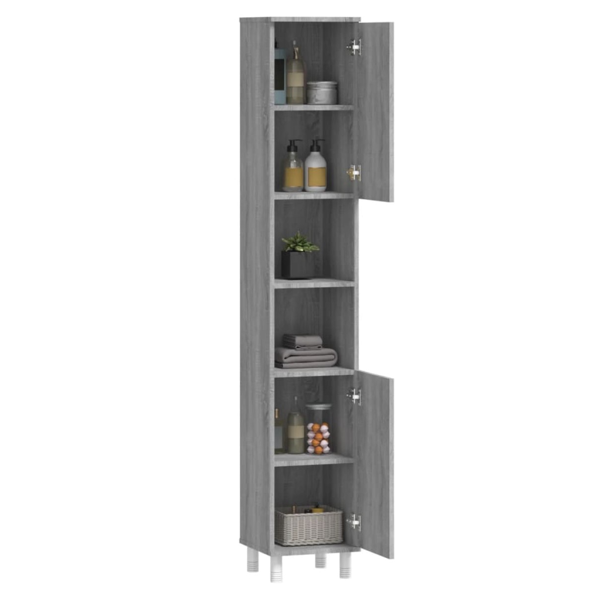 vidaXL Ντουλάπι Μπάνιου Γκρι Sonoma 30x30x179 εκ. Επεξεργασμένο Ξύλο