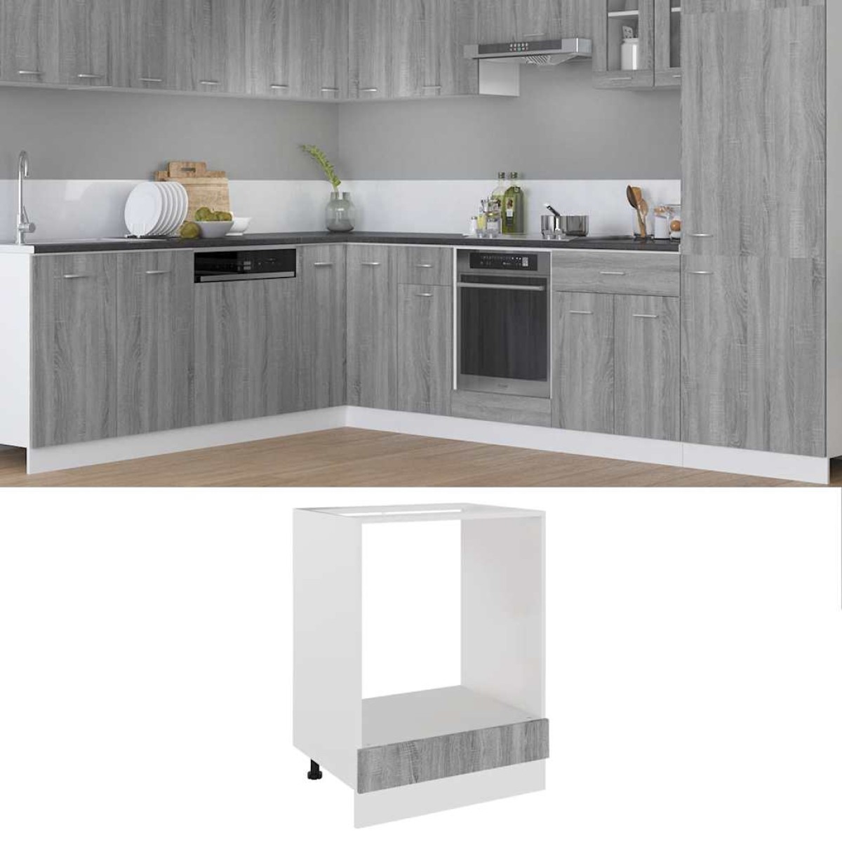 vidaXL Ντουλάπι Φούρνου Γκρι Sonoma 60x46x81,5 εκ. Επεξεργασμένο Ξύλο