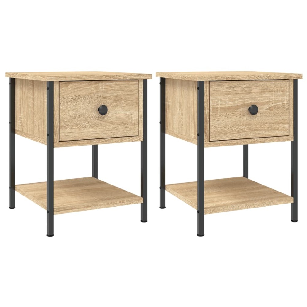 vidaXL Κομοδίνα 2 τεμ. Sonoma Δρυς 34x35,5x45εκ από Επεξεργασμένο Ξύλο