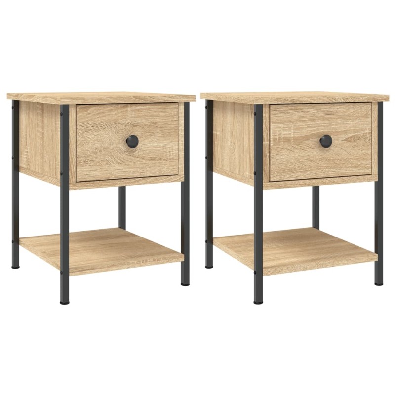 vidaXL Κομοδίνα 2 τεμ. Sonoma Δρυς 34x35,5x45εκ από Επεξεργασμένο Ξύλο