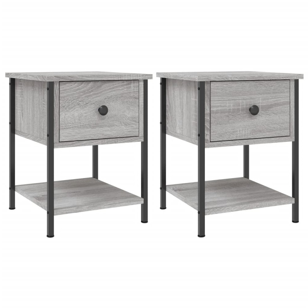vidaXL Κομοδίνα 2 τεμ. Γκρι Sonoma 34x35,5x45 εκ. Επεξεργασμένο Ξύλο