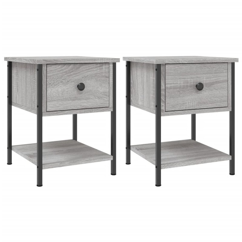 vidaXL Κομοδίνα 2 τεμ. Γκρι Sonoma 34x35,5x45 εκ. Επεξεργασμένο Ξύλο