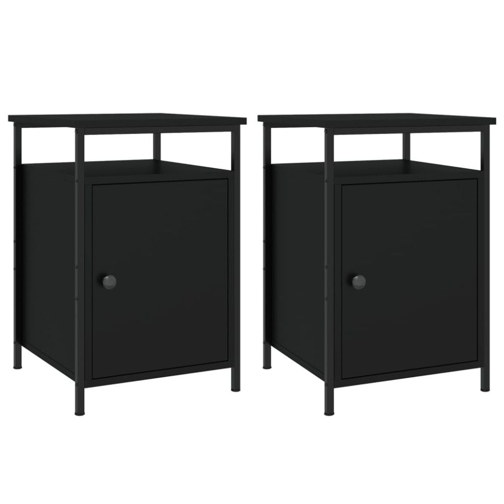 vidaXL Κομοδίνα 2 τεμ. Μαύρα 40 x 42 x 60 εκ. από Επεξεργασμένο Ξύλο