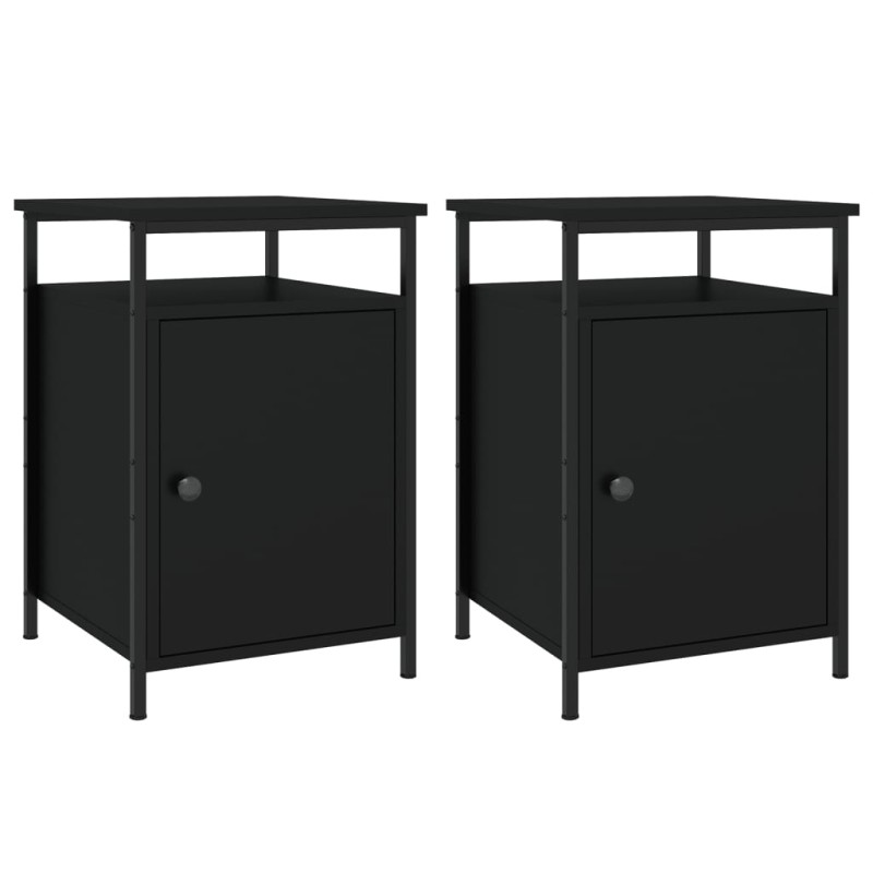 vidaXL Κομοδίνα 2 τεμ. Μαύρα 40 x 42 x 60 εκ. από Επεξεργασμένο Ξύλο