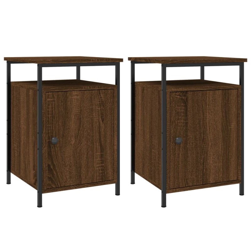 vidaXL Κομοδίνα 2 τεμ. Καφέ Δρυ 40x42x60 εκ. από Επεξεργ. Ξύλο