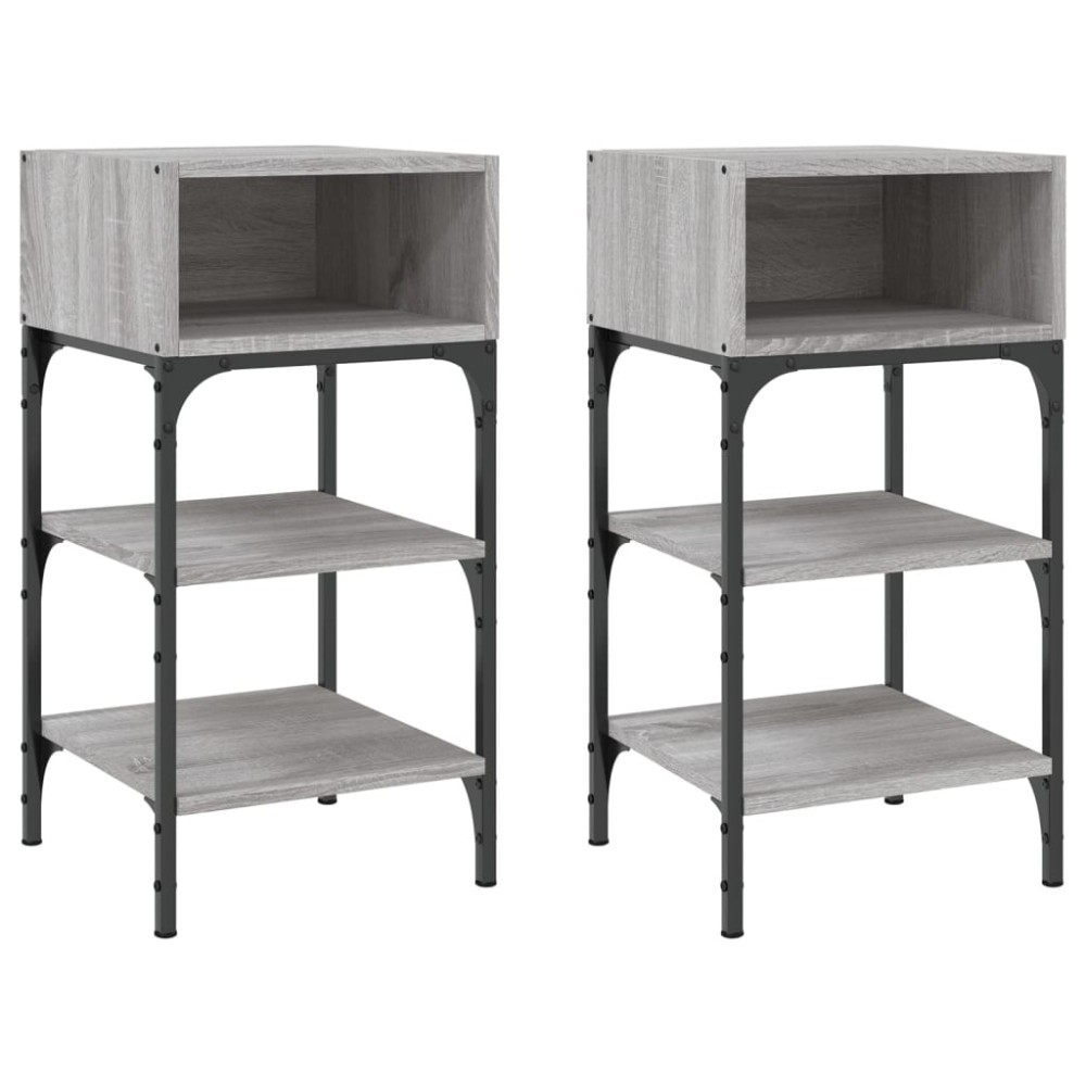 vidaXL Κομοδίνα 2 τεμ. Γκρι Sonoma 35x34,5x70 εκ. Επεξεργασμένο Ξύλο