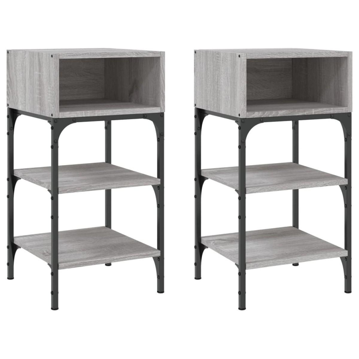 vidaXL Κομοδίνα 2 τεμ. Γκρι Sonoma 35x34,5x70 εκ. Επεξεργασμένο Ξύλο