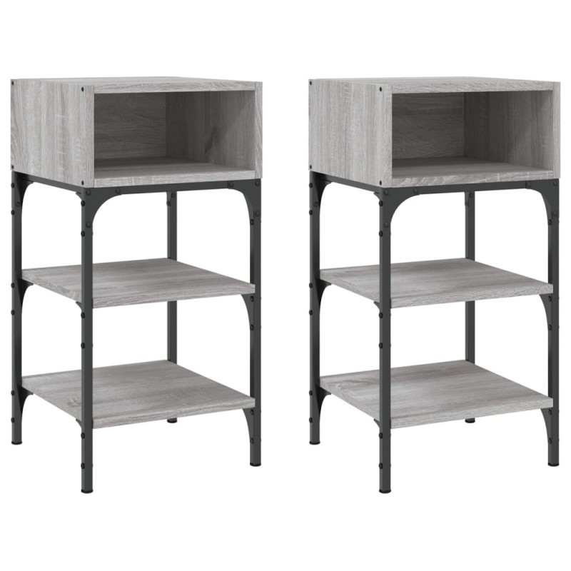 vidaXL Κομοδίνα 2 τεμ. Γκρι Sonoma 35x34,5x70 εκ. Επεξεργασμένο Ξύλο
