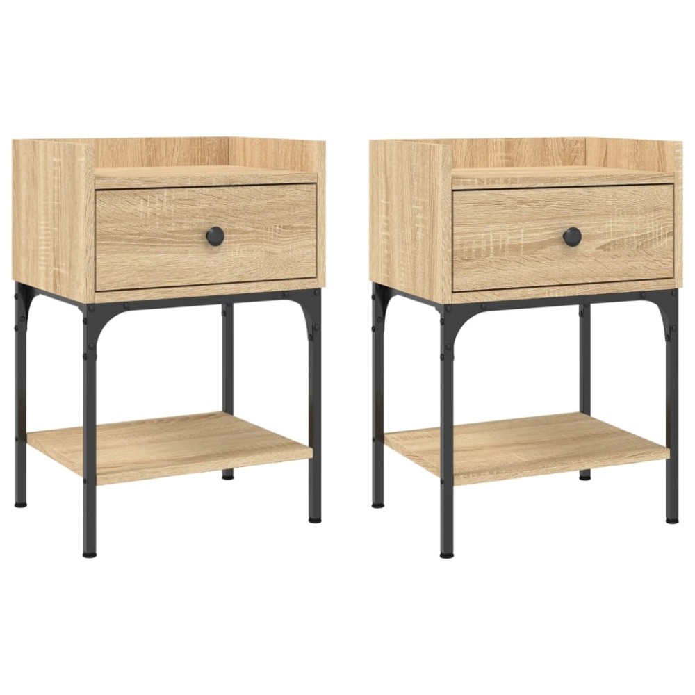 vidaXL Κομοδίνα 2 τεμ. Sonoma Δρυς 40,5x31x60 εκ. Επεξεργασμένο Ξύλο