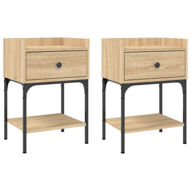 vidaXL Κομοδίνα 2 τεμ. Sonoma Δρυς 40,5x31x60 εκ. Επεξεργασμένο Ξύλο