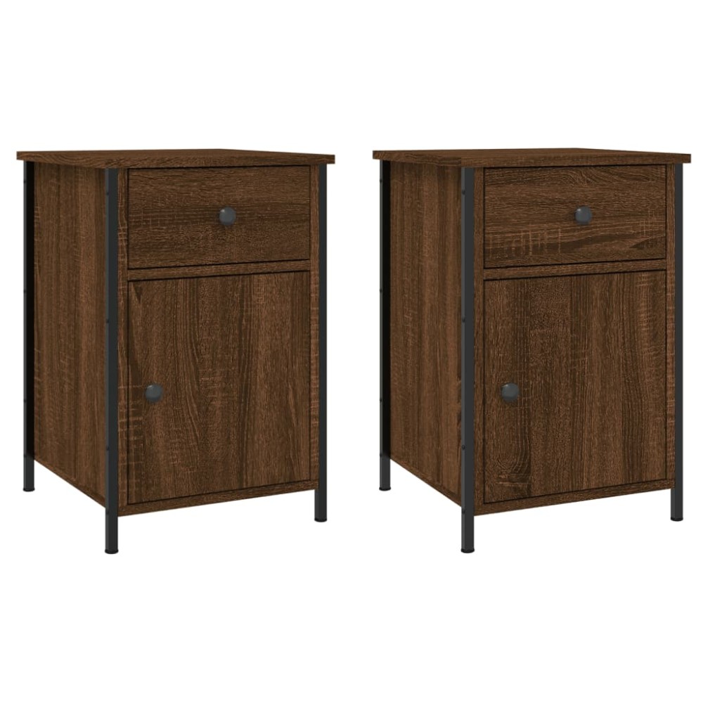 vidaXL Κομοδίνα 2 τεμ. Καφέ Δρυ 40x42x60 εκ. από Επεξεργ. Ξύλο