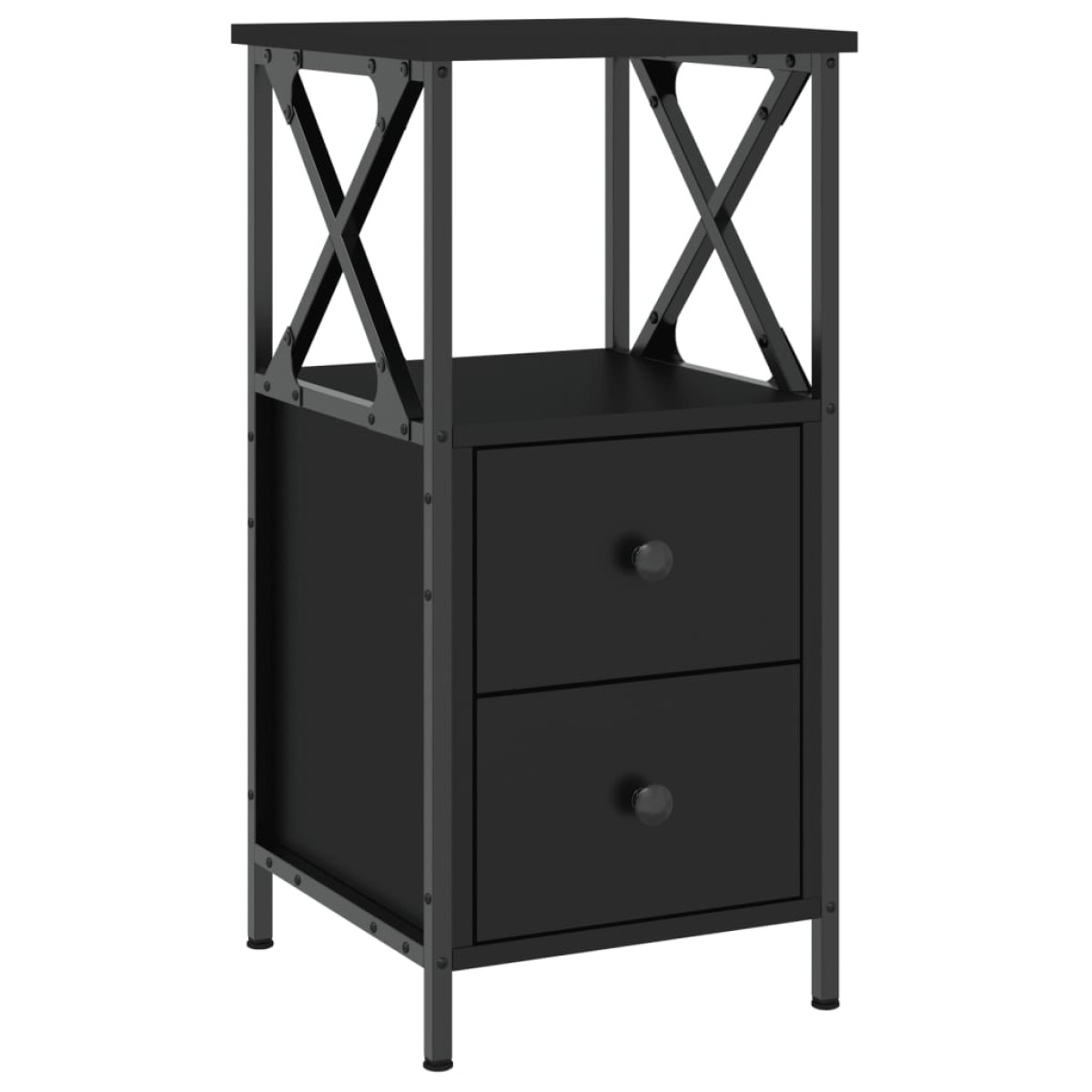 vidaXL Κομοδίνο Μαύρο 34 x 35,5 x 70 εκ. από Επεξεργασμένο Ξύλο