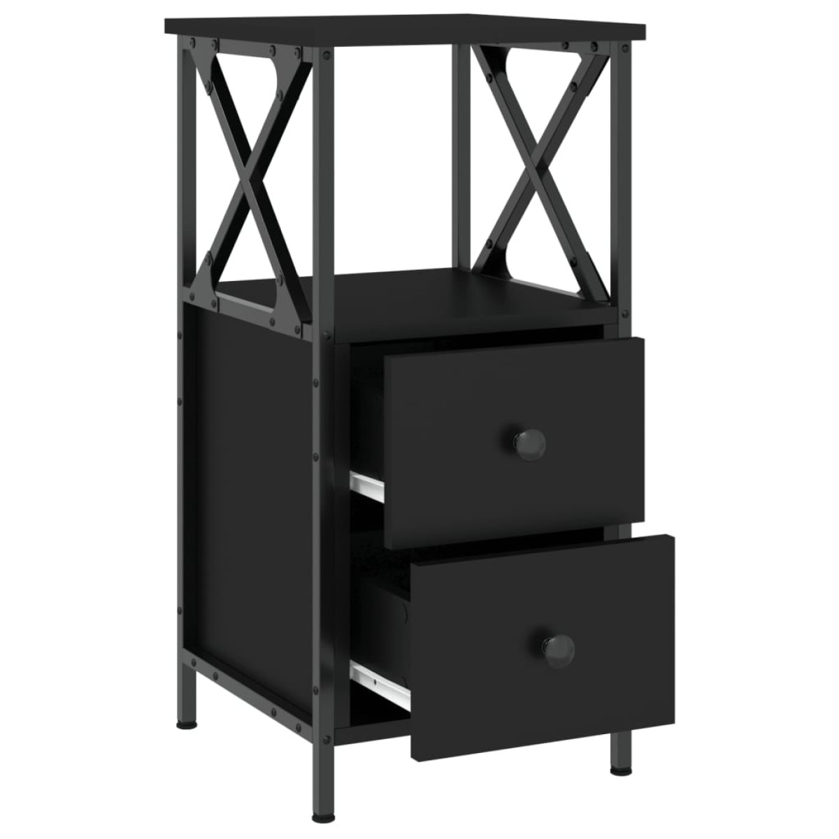 vidaXL Κομοδίνο Μαύρο 34 x 35,5 x 70 εκ. από Επεξεργασμένο Ξύλο