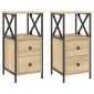 vidaXL Κομοδίνα 2 τεμ. Sonoma Δρυς 34x35,5x70 εκ. Επεξεργασμένο Ξύλο