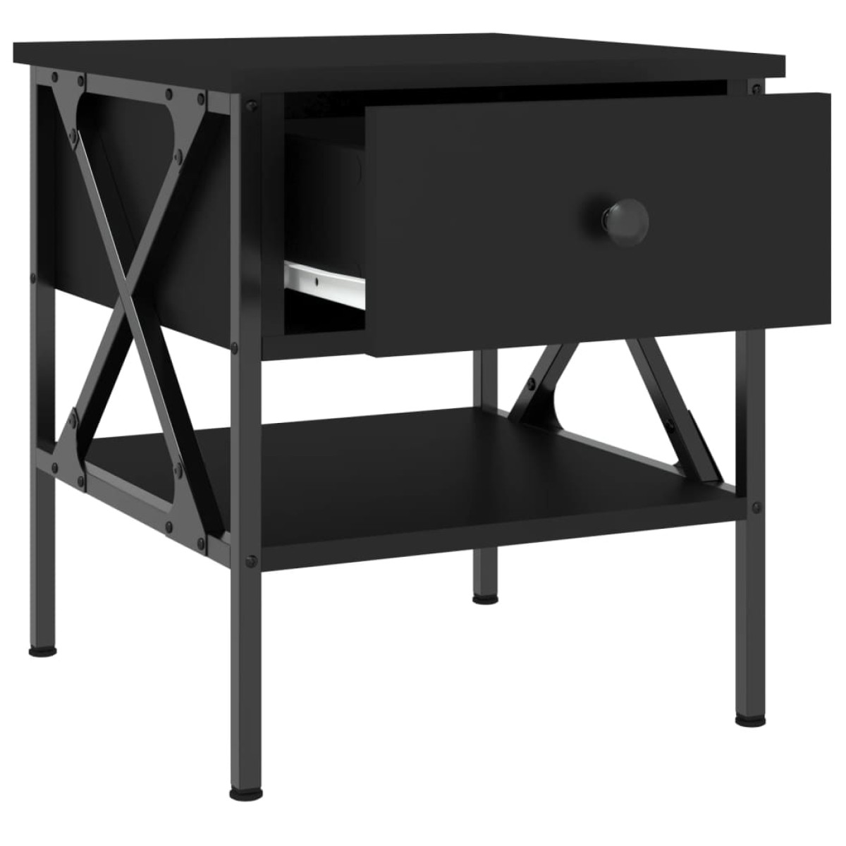 vidaXL Κομοδίνο Μαύρο 40 x 42 x 45 εκ. από Επεξεργασμένο Ξύλο