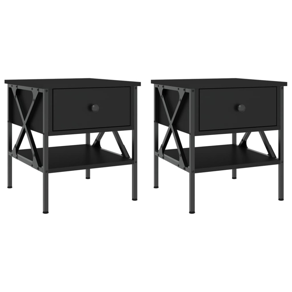 vidaXL Κομοδίνα 2 τεμ. Μαύρα 40 x 42 x 45 εκ. από Επεξεργασμένο Ξύλο
