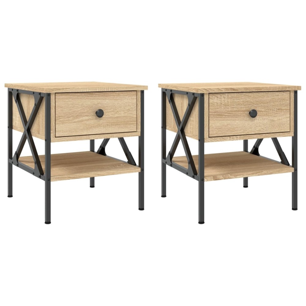 vidaXL Κομοδίνα 2 τεμ. Sonoma Δρυς 40x42x45 εκ. από Επεξεργασμένο Ξύλο
