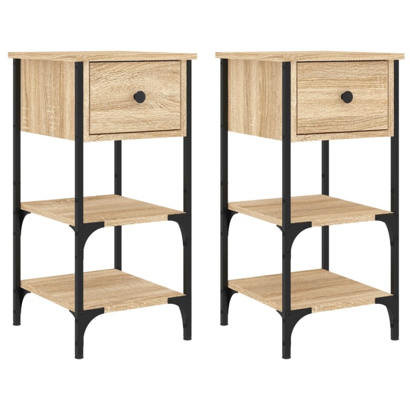 vidaXL Κομοδίνα 2 τεμ. Sonoma Δρυς 34x36x70 εκ. από Επεξεργασμένο Ξύλο